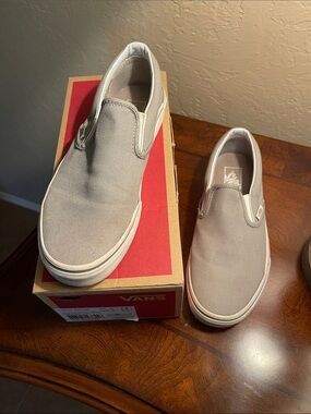 Vans Slip-On Loafers in Light Gray and White